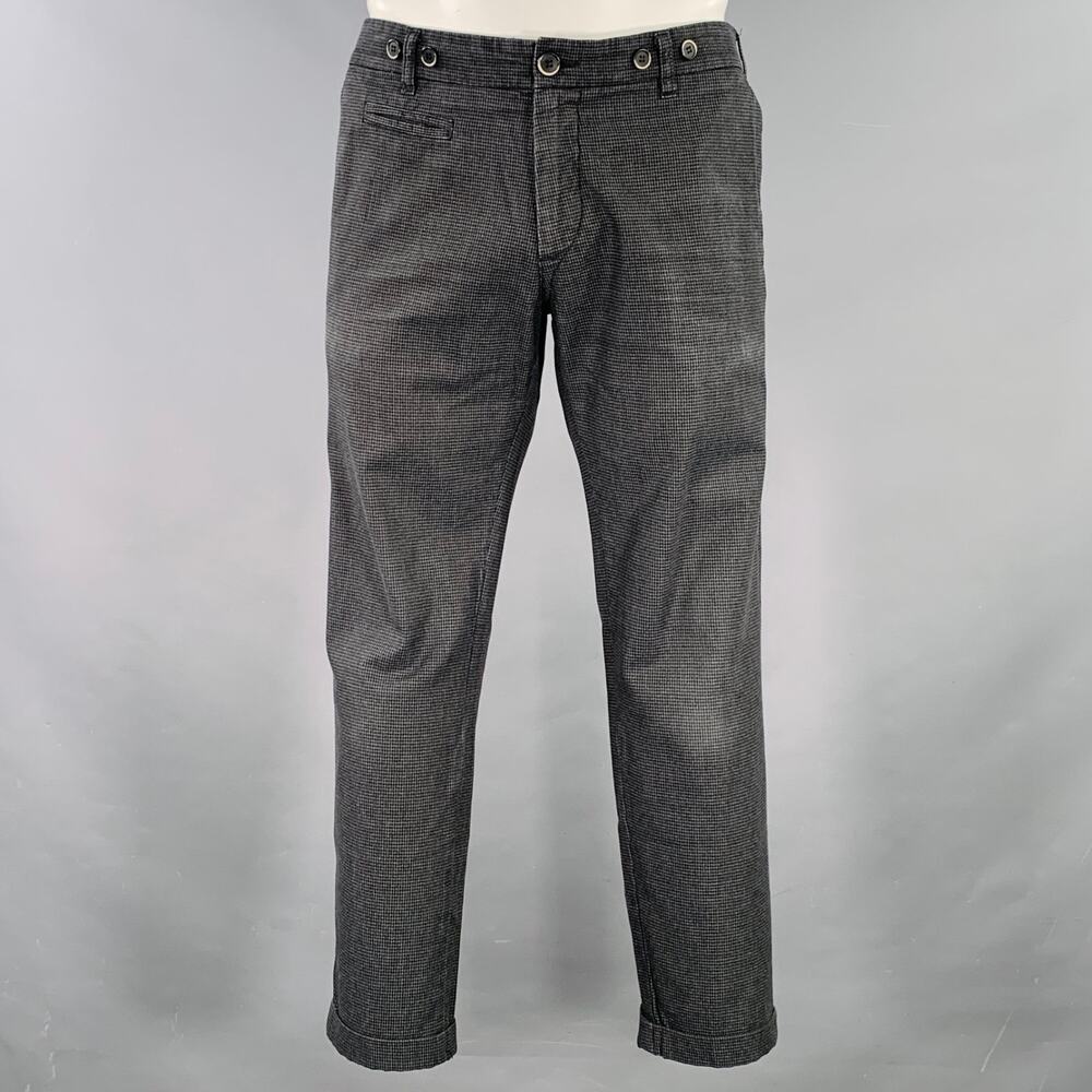 BARENA Size 35 Grey Black Houndstooth Cotton Blend Cuffed Dress Pants